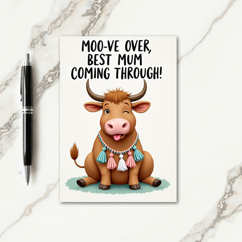 Winking Cow Mothers Day Greeting Card