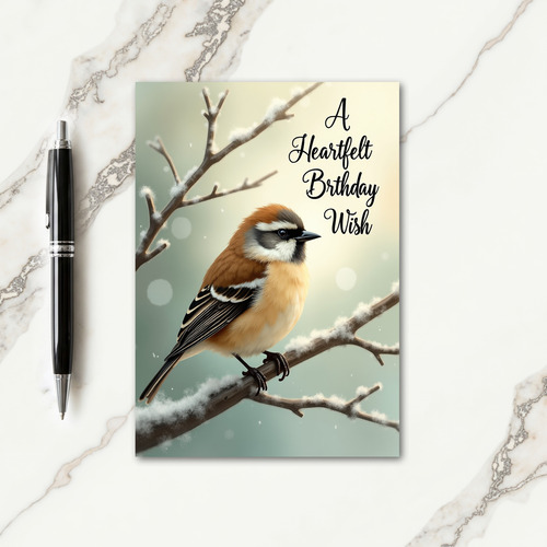 Winter Bird Birthday Card