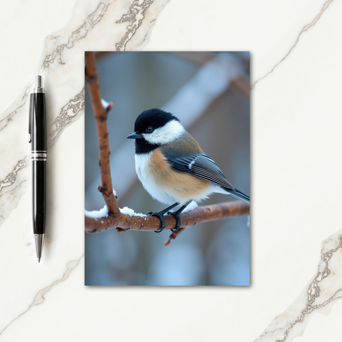 Winter Bird Snow Branch Card