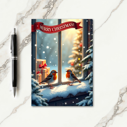Winter Birds Scene Card