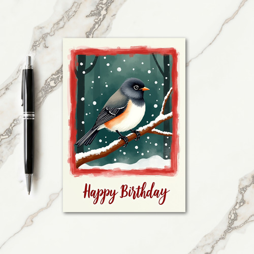 Winter Birthday Bird Card