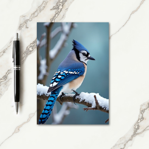 Winter Blue Bird Christmas Card thumbnail