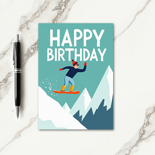 Winter Boarder Birthday Card