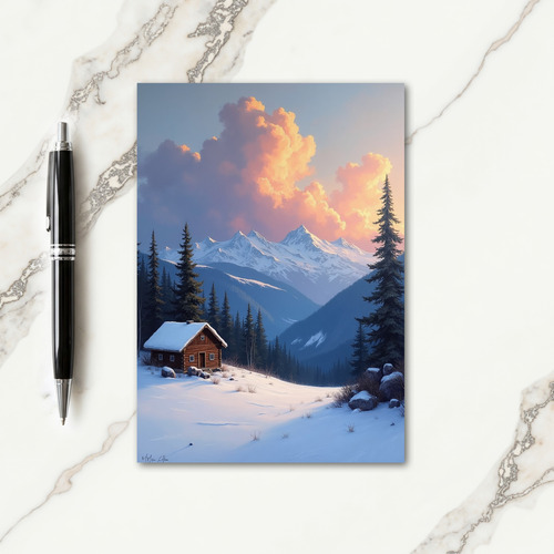 Winter Cabin Fathers Day Card