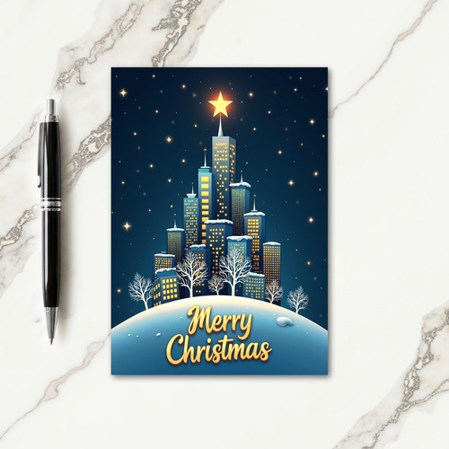 Winter Cityscape Christmas Card