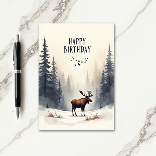 Winter Forest Birthday Card
