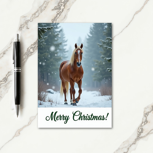 Winter Forest Horse Card