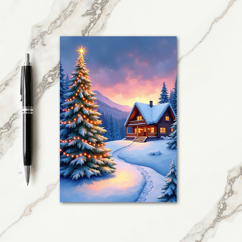 Winter Forest Lights Card