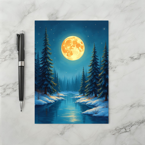 Winter Moonlit Stream Card