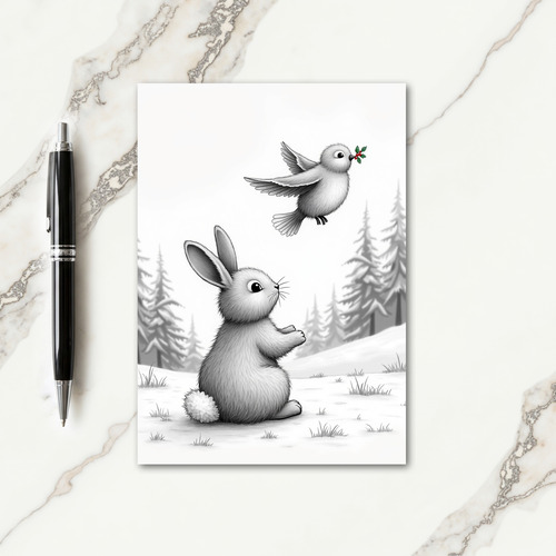 Winter Rabbit Illustration Card