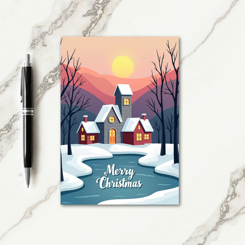 Winter River Christmas Card