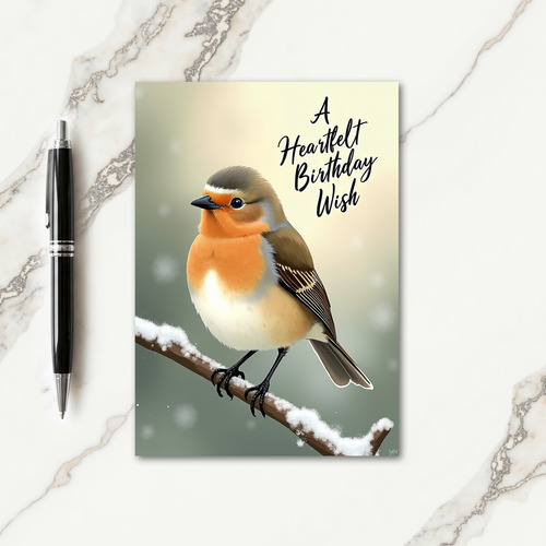 Winter Robin Birthday Card