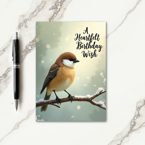 Winter Russet Bird Birthday Card