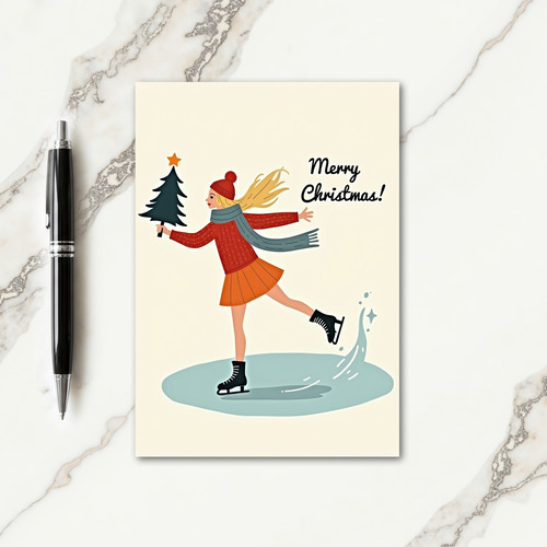 Winter Skaters Tree Card