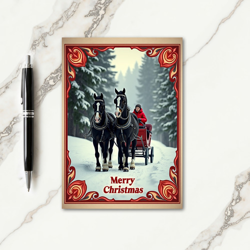 Winter Sleigh Ride Christmas Card