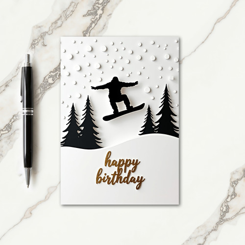 Winter Snowboarder Birthday Card