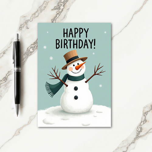 Winter Snowman Birthday Card
