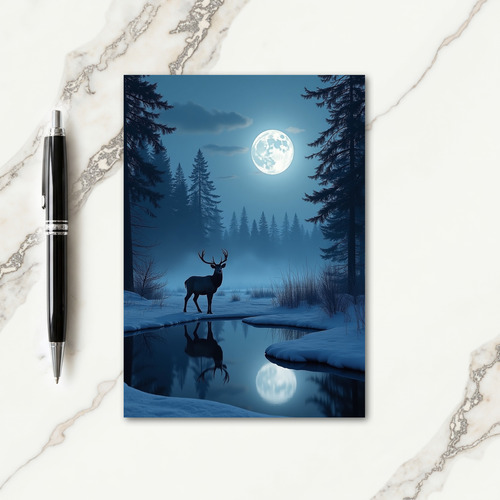 Winter Stag Reflection Card