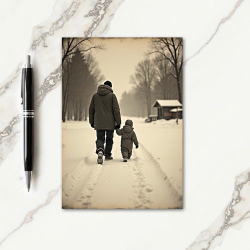 Winter Walk Fathers Day Card