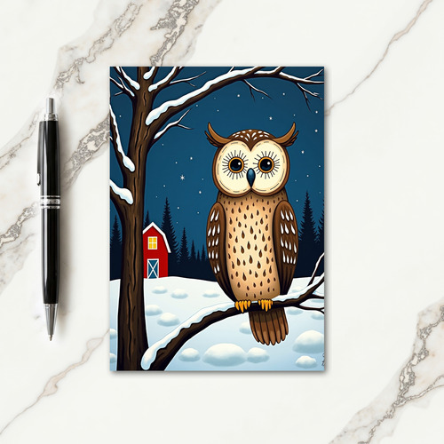 Wintry Owl Christmas Card thumbnail