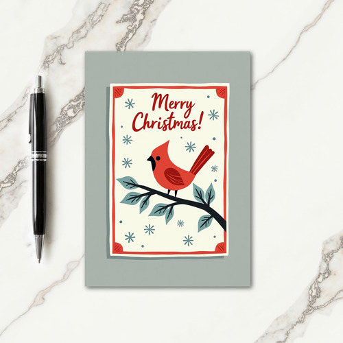 Wintry Red Bird Christmas Card