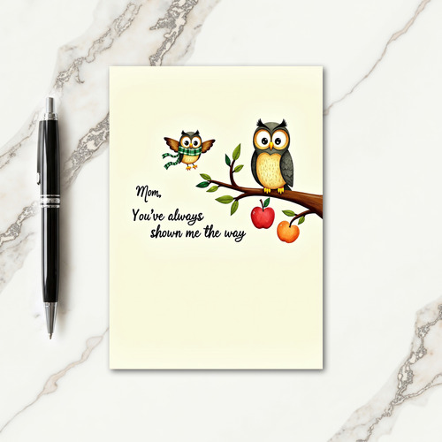 Wise Mother Owl Illustration Card