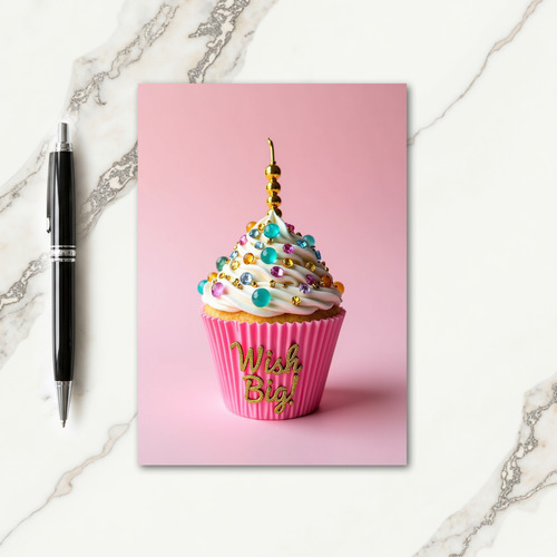 Wish Birthday Glitter Cupcake Card