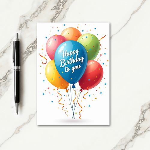 Wishes Balloon Birthday Card