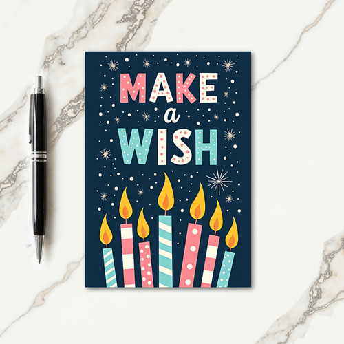 Wishing Candles Navy Card