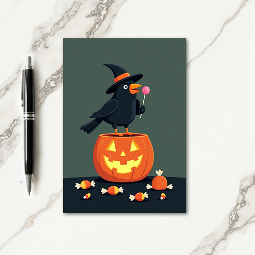 Witchy Bird And Pumpkin Treat Card