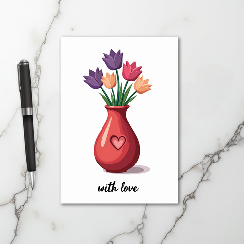 With Love Tulips Vase Card