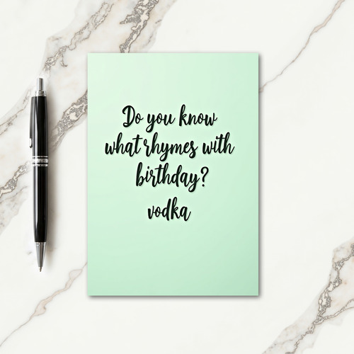 Witty Script Green Birthday Card