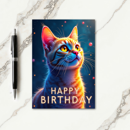 Wonder Birthday Luminous Cat Card