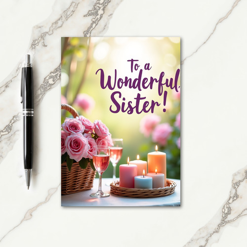 Wonderful Sister Day Roses Card