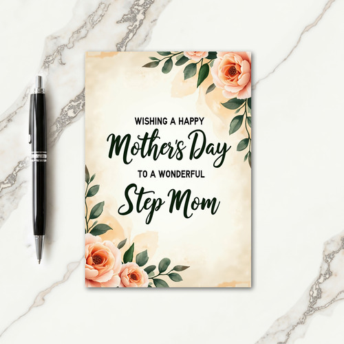 Wonderful Step Moms Day Rose Card