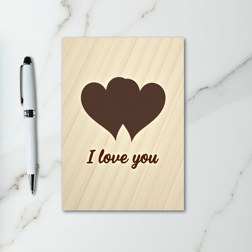 Wood Grain Hearts I Love You Card
