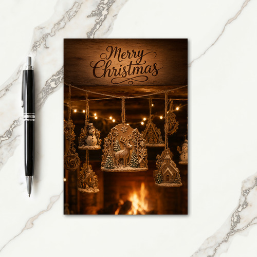 Wood Ornament Keepsake Christmas Cards