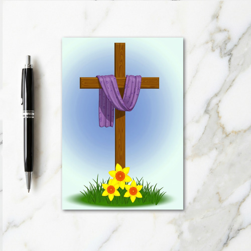 Wooden Cross Hopeful Scene Card