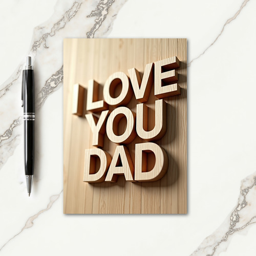 Wooden Fathers Day Love Card