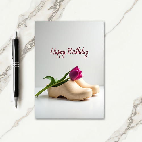 Wooden Shoe Bloom Birthday Card