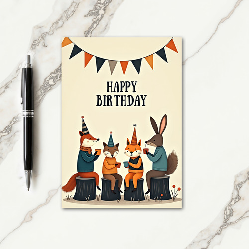 Woodland Animals Birthday Card