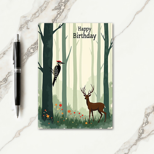Woodland Bird Birthday Card