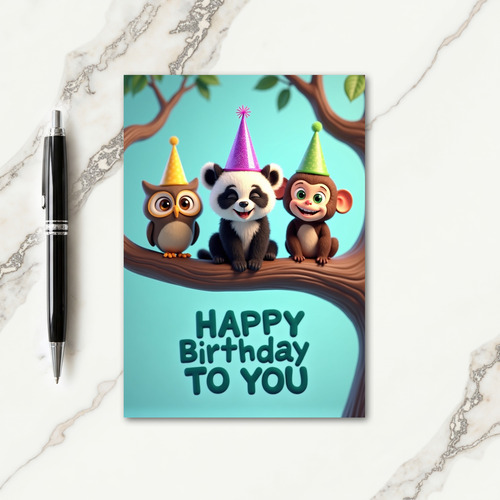 Woodland Party Birthday Card