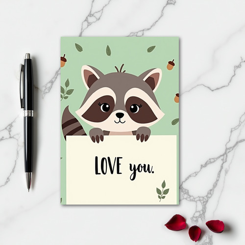 Woodland Raccoon Love You Card