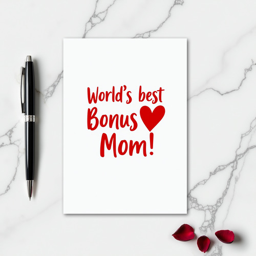 Worlds Best Bonus Mom Heart Card
