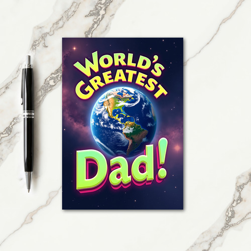 Worlds Best Dads Glowing Earth Card