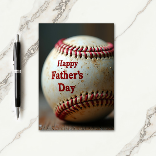 Worn Baseball Sweet Fathers Day Card