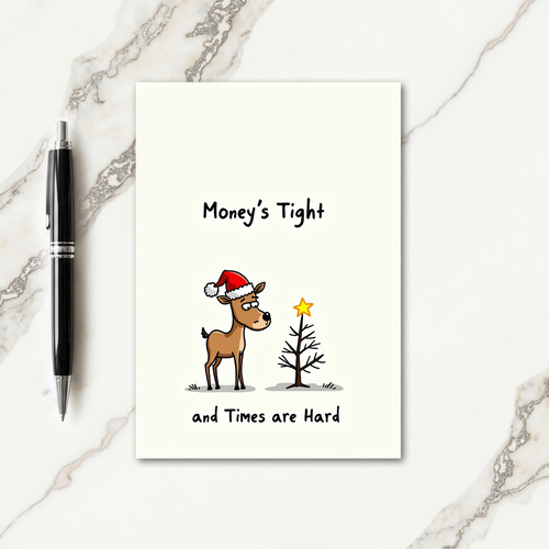 Worried Deer Christmas Drawing Card