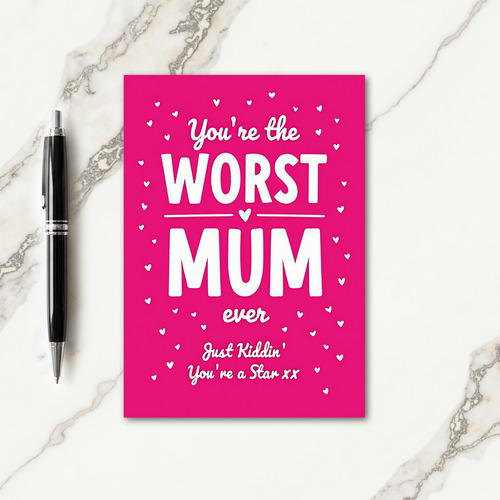 Worst Mum Star Mothers Day Card