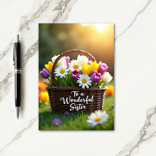 Woven Basket Floral Card